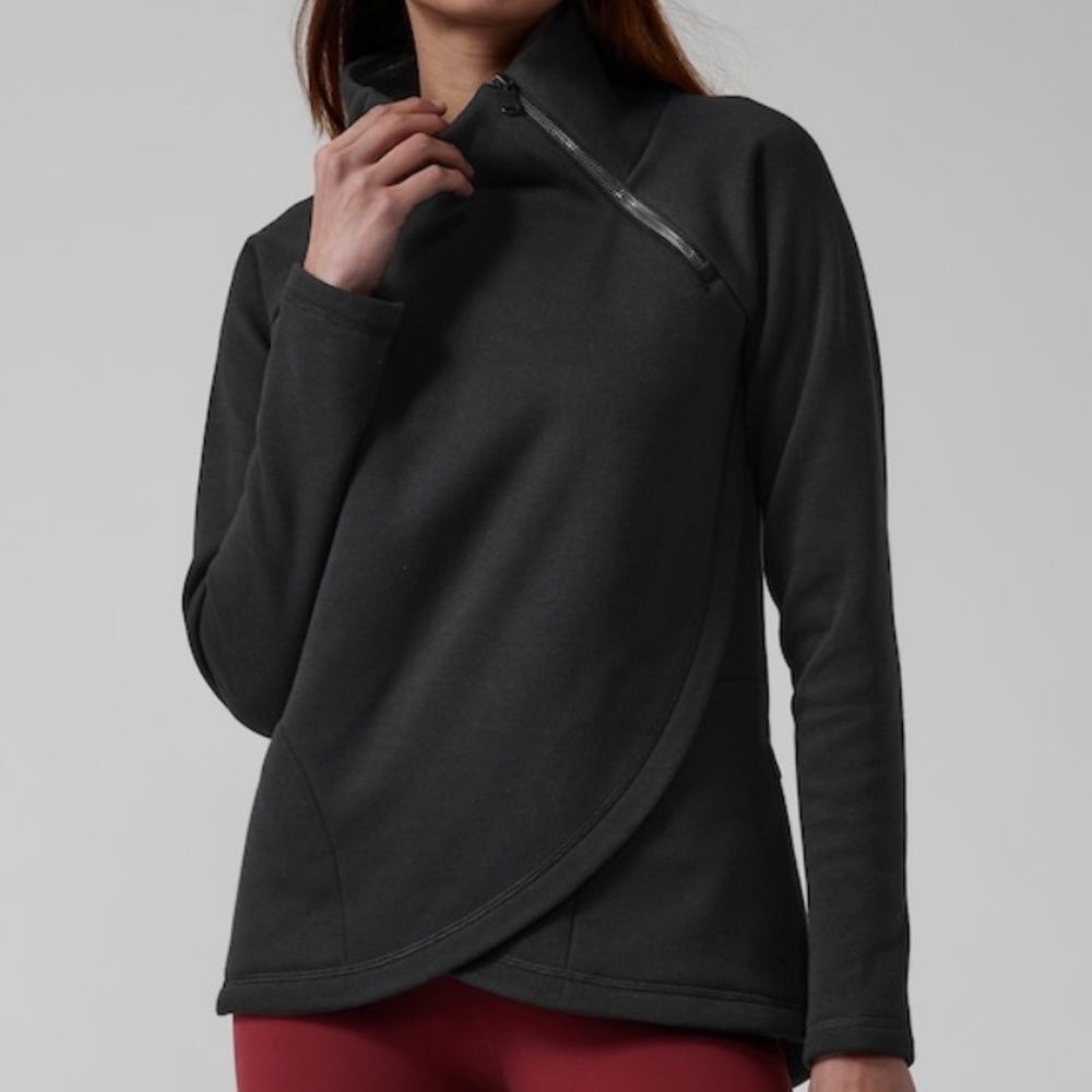 Athleta Cozy Black Karma Asym Pullover